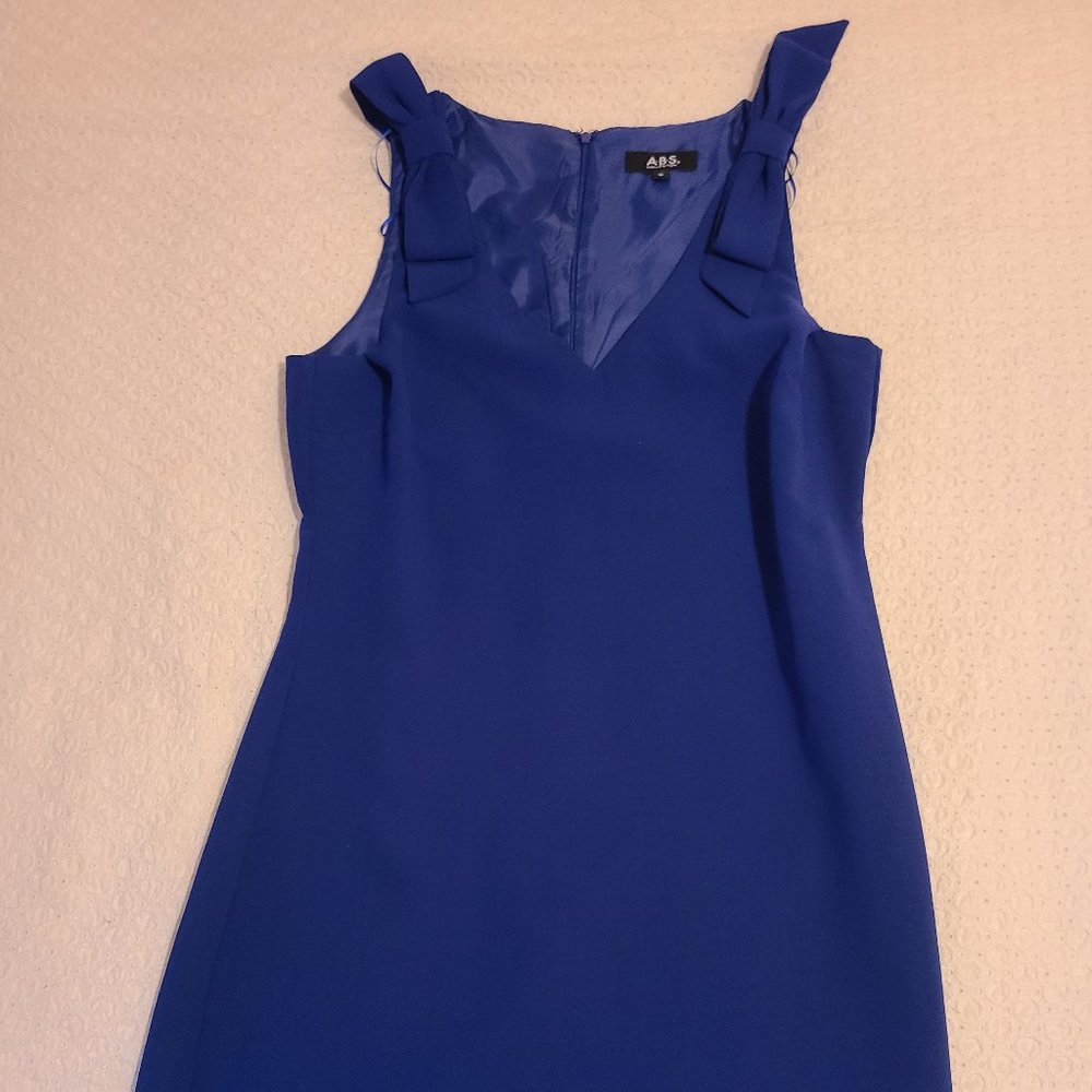ABS Royal Blue Cocktail Dress w/ Bow Straps
